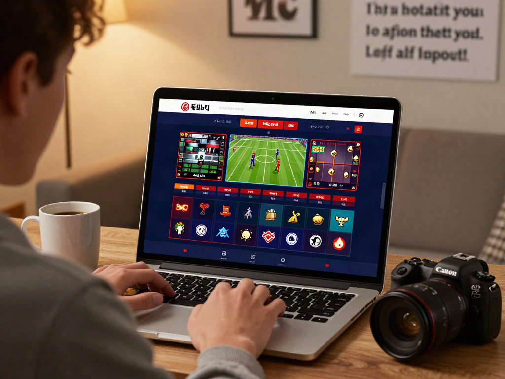 Engaging 토토사이트 검증 먹튀스팟 platform experience with a user placing bets on a laptop.