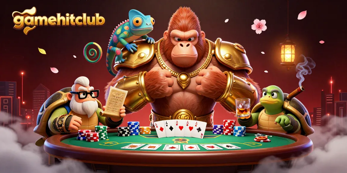 gamehitclub characters engage in a thrilling poker scene with dynamic casino elements