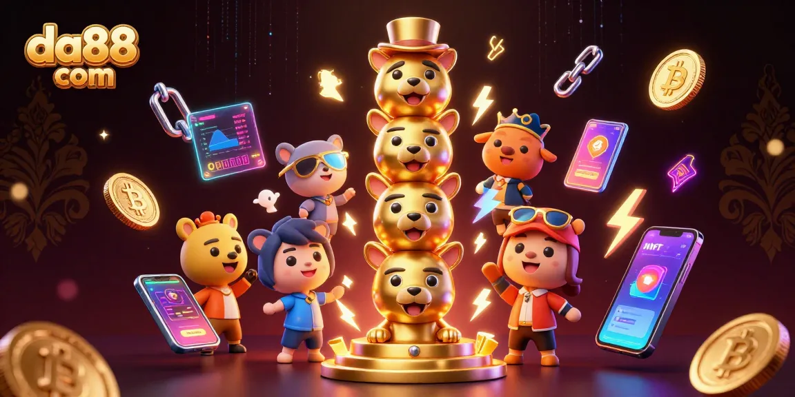 Play at da88 com with vibrant casino-themed 3D illustration showcasing dynamic gaming elements.