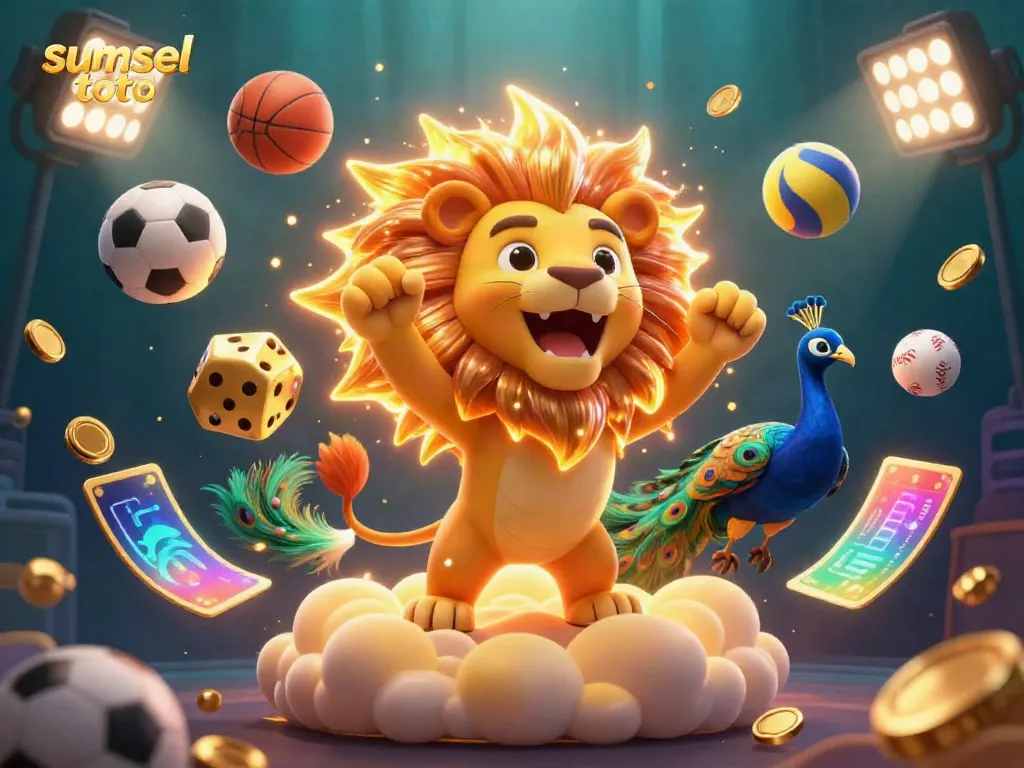 Experience thrilling wins at sumsel toto with lively casino-themed digital art.