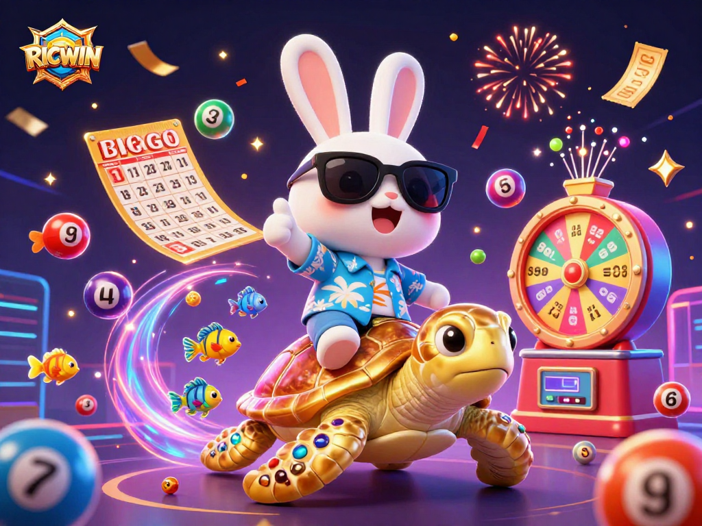 Join the fun with RICWIN in this vibrant, colorful casino scene full of excitement and magic!